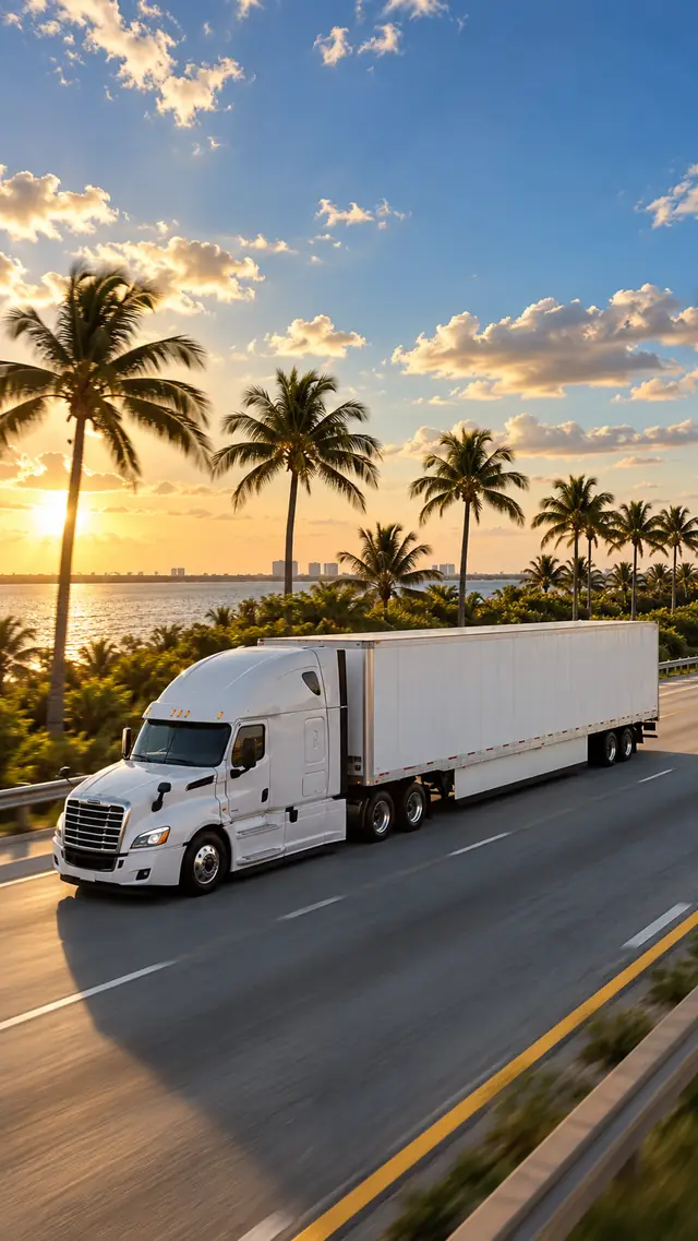 Camión en la autopista rumbo a Miami